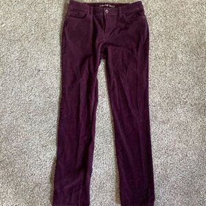 Lands end maroon mid rise slim corduroy size 6